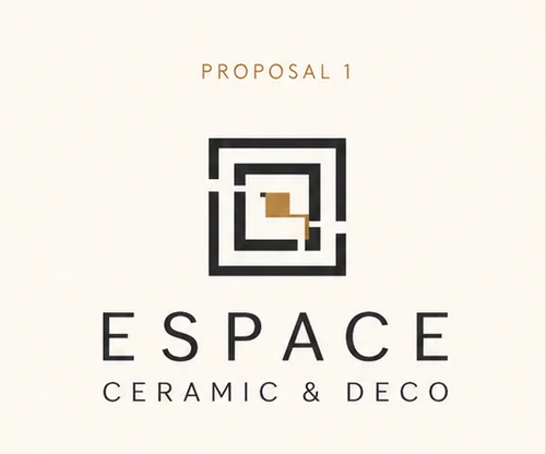 Logo proposal one: nested square frames forming a spiral, in black and gold.