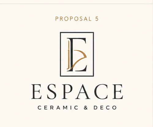 Logo proposal five: a serif letter E monogram inside a thin rectangle.
